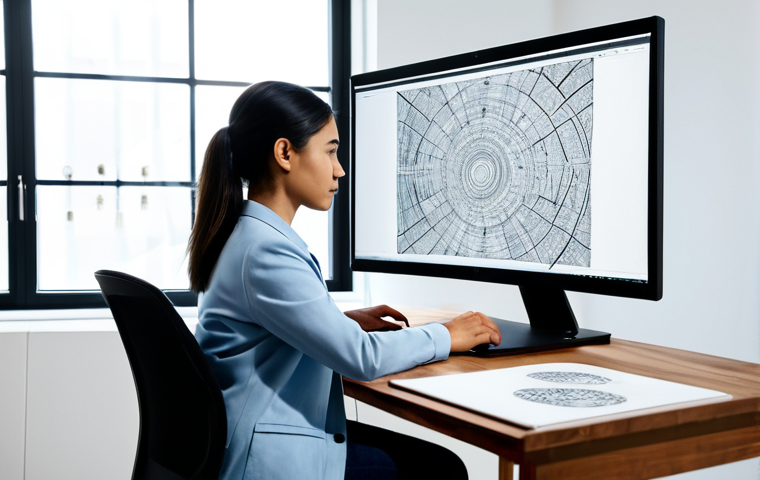 A focused professional AI artist, a woman in a modest business casual outfit, sitting at a clean, modern desk in a well-lit studio. She is actively using a sleek computer with multiple monitors displaying intricate AI art generation interfaces. Her hands are precisely navigating a digital drawing tablet, demonstrating deep concentration on prompt engineering. The studio is adorned with tastefully framed AI-generated artworks and subtle high-tech equipment, embodying a creative and innovative atmosphere. fully clothed, appropriate attire, safe for work, professional, perfect anatomy, correct proportions, natural pose, well-formed hands, proper finger count, natural body proportions, high-quality, professional photography.